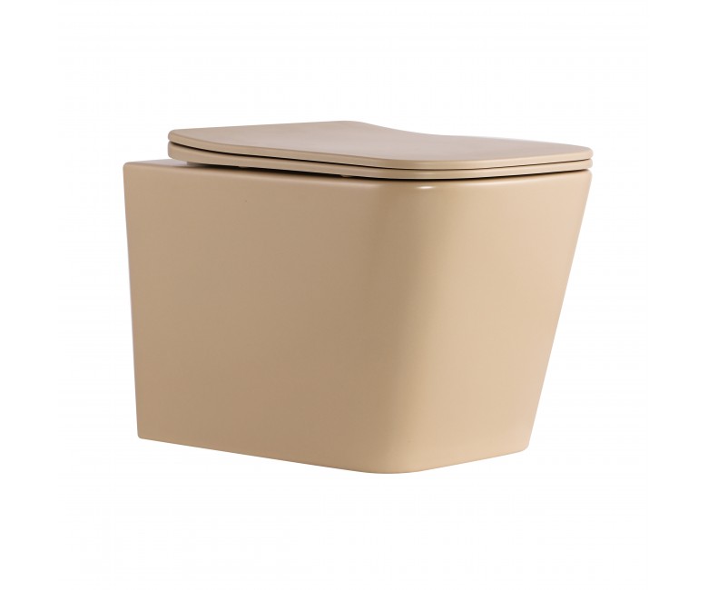 Унітаз підвісний Tern Ultra Quiet 490×365×325 мм, Beige, з сидінням Slim Duroplast / Soft-close / Quick Release QT17332303ASSB Qtap QTAP  QT17332303AS QT17332303ASSB