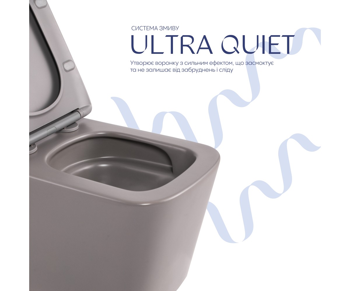 Унитаз подвесной Tern Ultra Quiet 490×365×325 мм, Stone Grey, с сиденьем Slim Duroplast / Soft-close / Quick Release QT17332303A