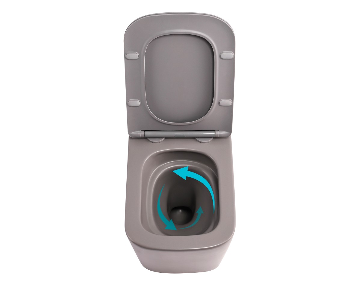 Унитаз подвесной Tern Ultra Quiet 490×365×325 мм, Stone Grey, с сиденьем Slim Duroplast / Soft-close / Quick Release QT17332303A