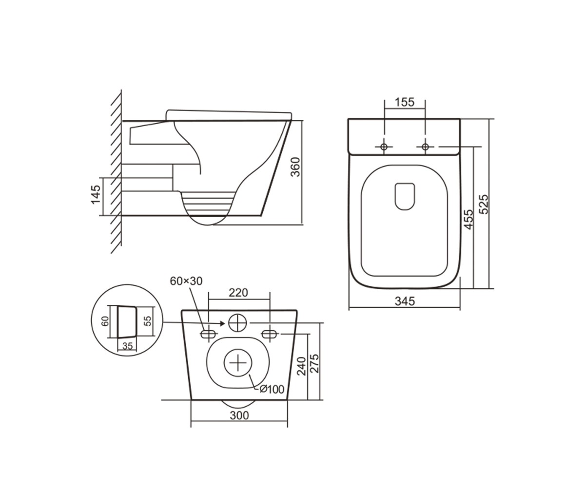 Подвесной унитаз с сиденьем  TERN ULTRA QUIET QT17332303AW:Фото 10