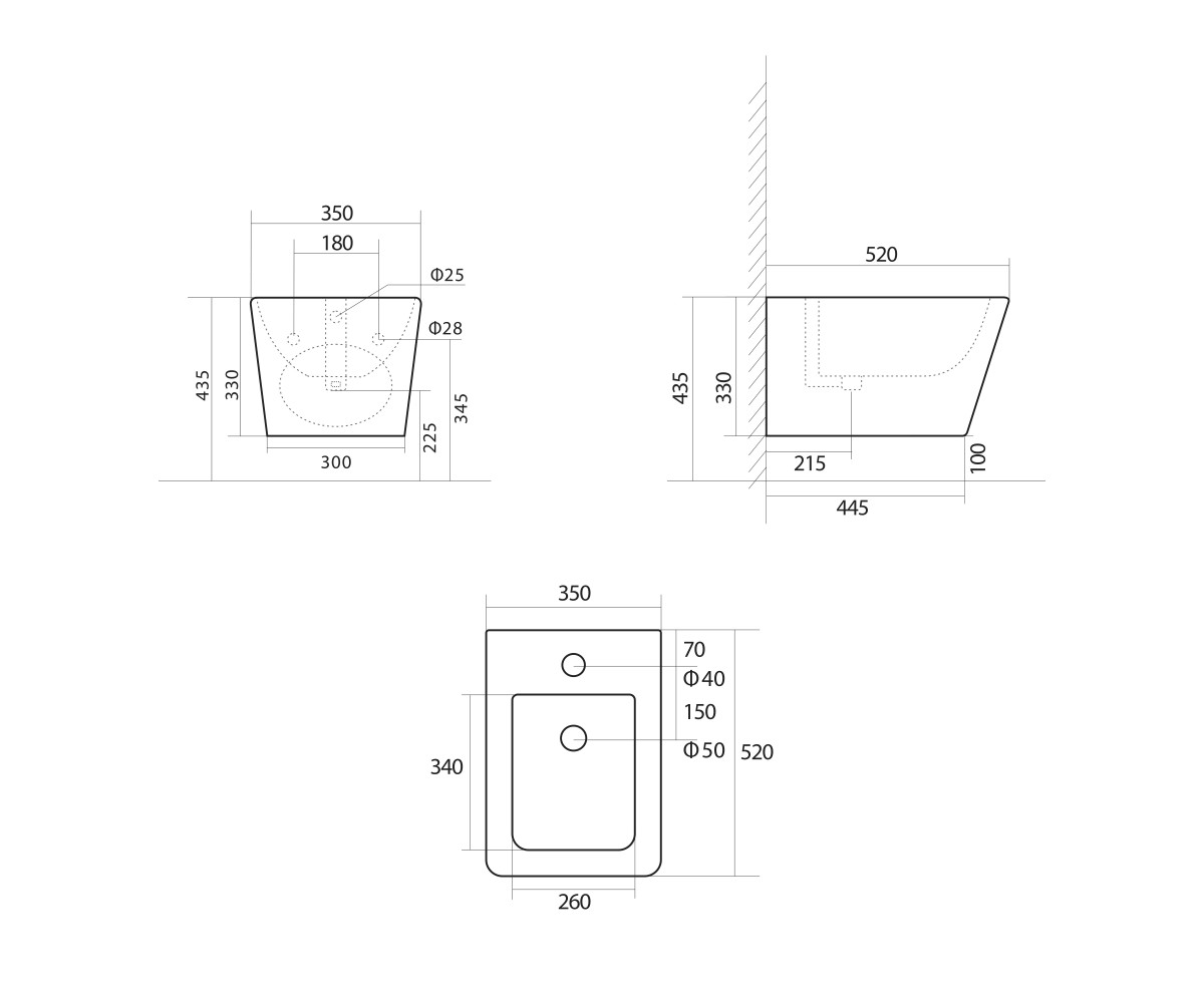 Биде подвесное Qtap Tern 520x350x330 мм, Marble QT17551303GMR  QT17551303GMR:Фото 2