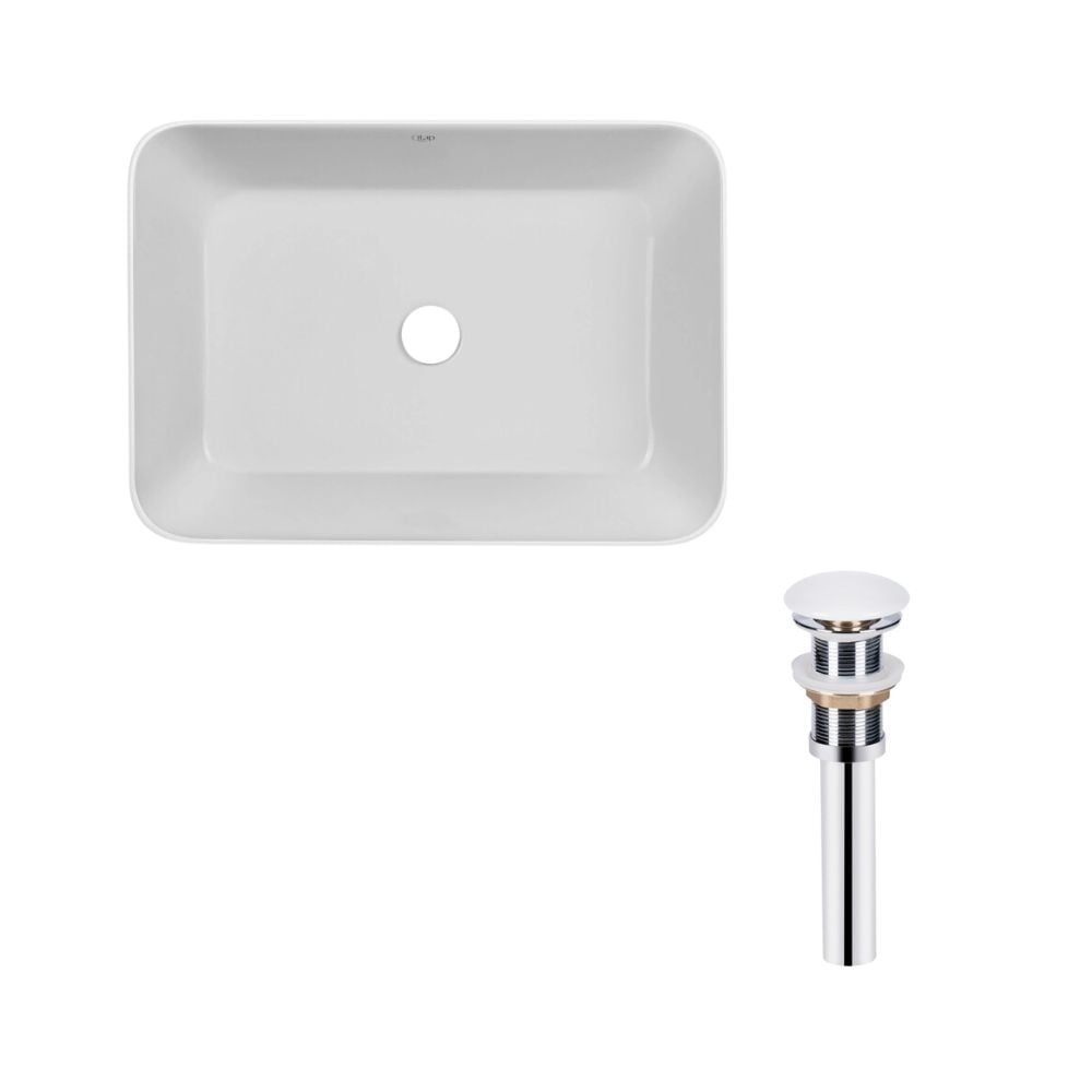 Комплект Qtap Virgo: Раковина накладна прамокутна 490х350х110 мм White + Донний клапан PU02 QTAP  QT18112261WN47305 QT18112261WN47305