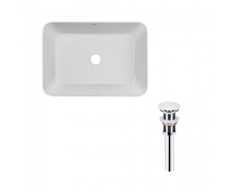 Комплект Qtap Virgo: Раковина накладна прамокутна 490х350х110 мм White + Донний клапан PU02 QTAP  QT18112261WN47305 QT18112261WN47305