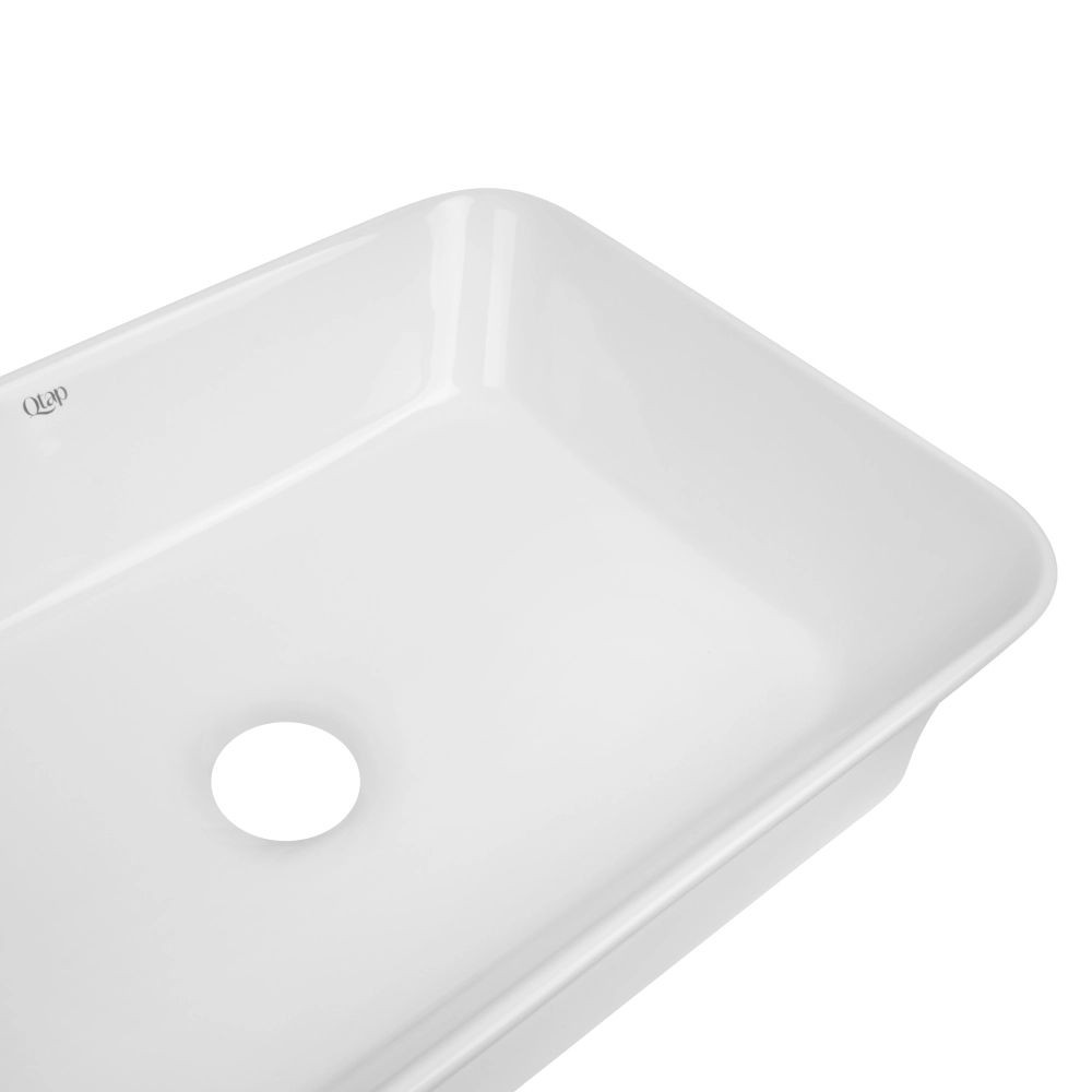 Комплект Qtap Virgo: раковина накладная прямоугольная 490х350х110 мм White + донный клапан PU02  QT18112261WN47305:Фото 5