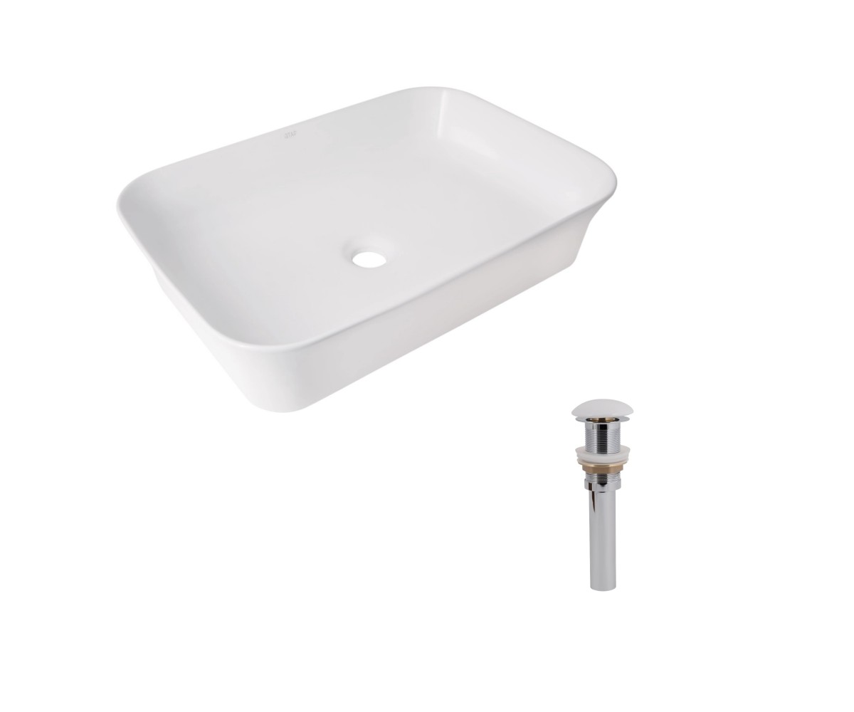 Комплект Qtap Virgo N: Раковина накладна 560x380x130 мм, White, прямокутна + Донний клапан Pop-up PU02 QTAP  QT18116308W48462 QT18116308W48462