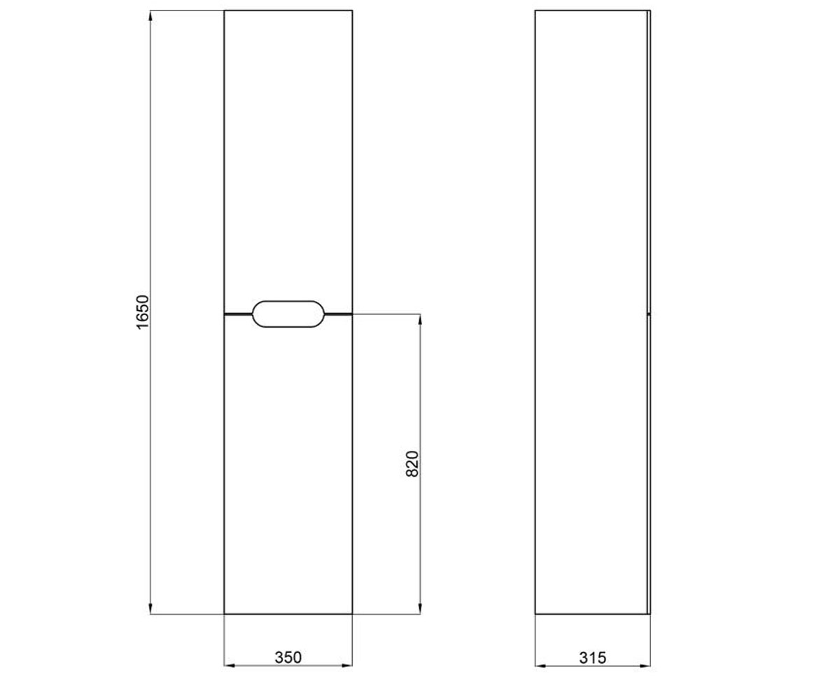 Пенал подвесной  VIRGO QT1876PP1652KRBW:Чертеж 