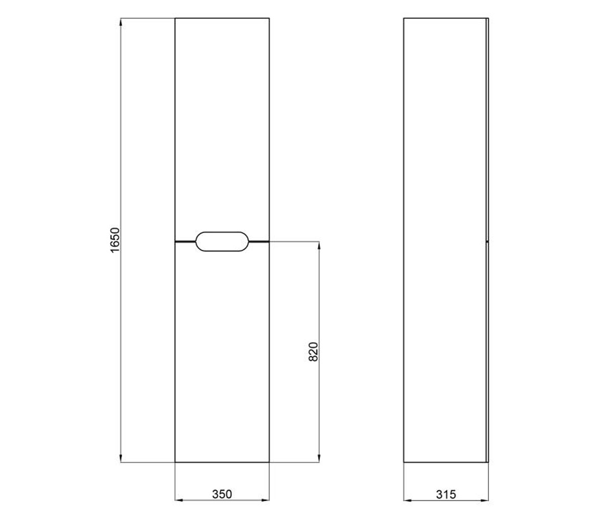Пенал подвесной  VIRGO QT1876PP1652RBW:Чертеж 
