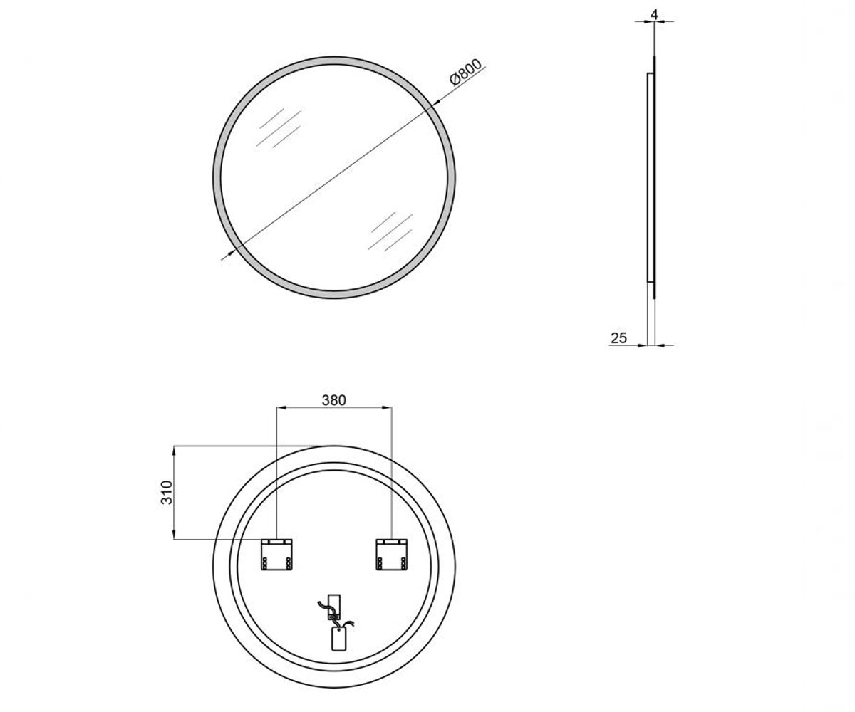 Зеркало светодиодное 80 см  VIRGO QT1878250680W:Чертеж 