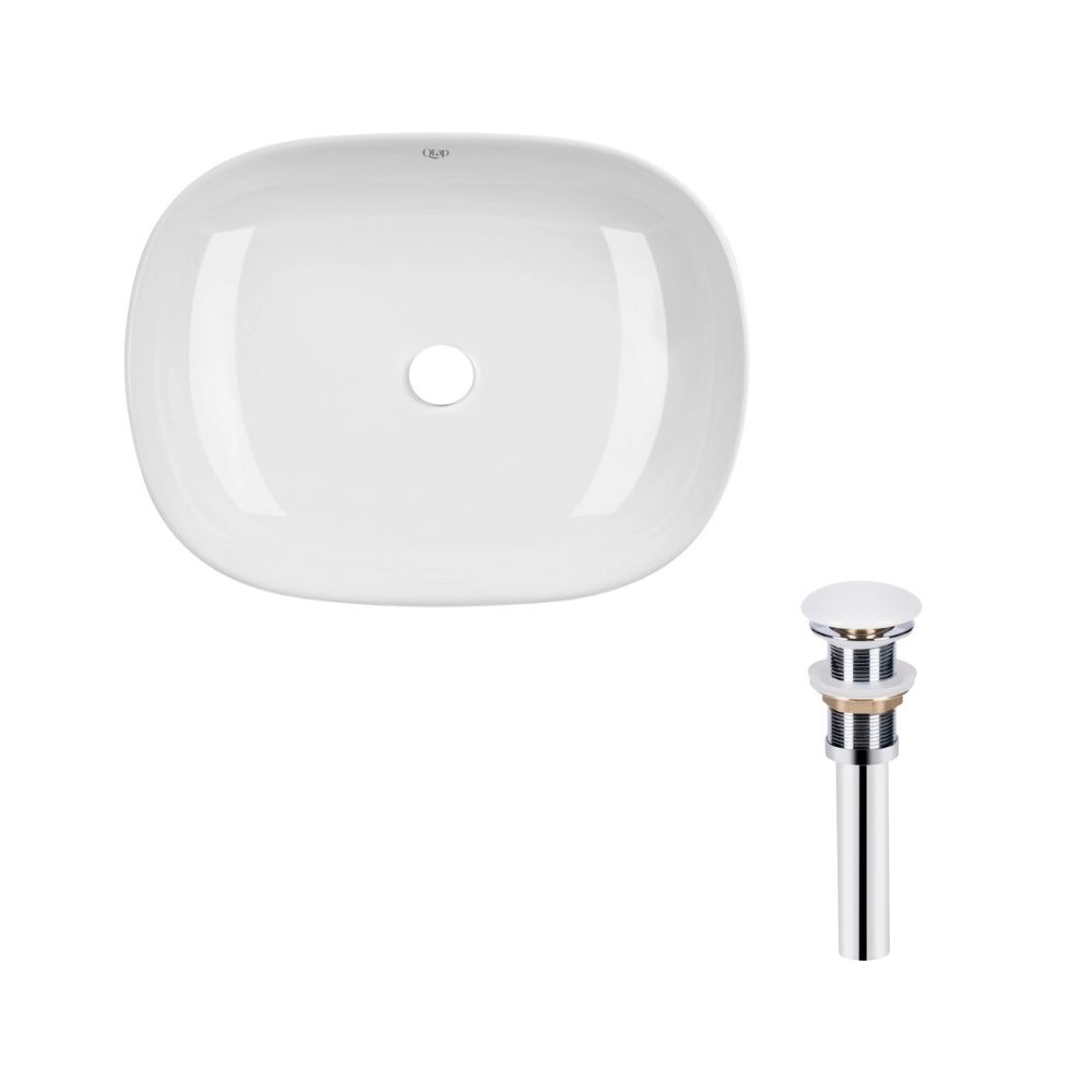 Комплект Qtap Aquarius: Раковина накладна прамокутна 465x375x115 мм White + Донний клапан PU02 QTAP  QT21112185WN47295 QT21112185WN47295