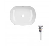 Комплект Qtap Aquarius: Раковина накладна прамокутна 465x375x115 мм White + Донний клапан PU02 QTAP  QT21112185WN47295