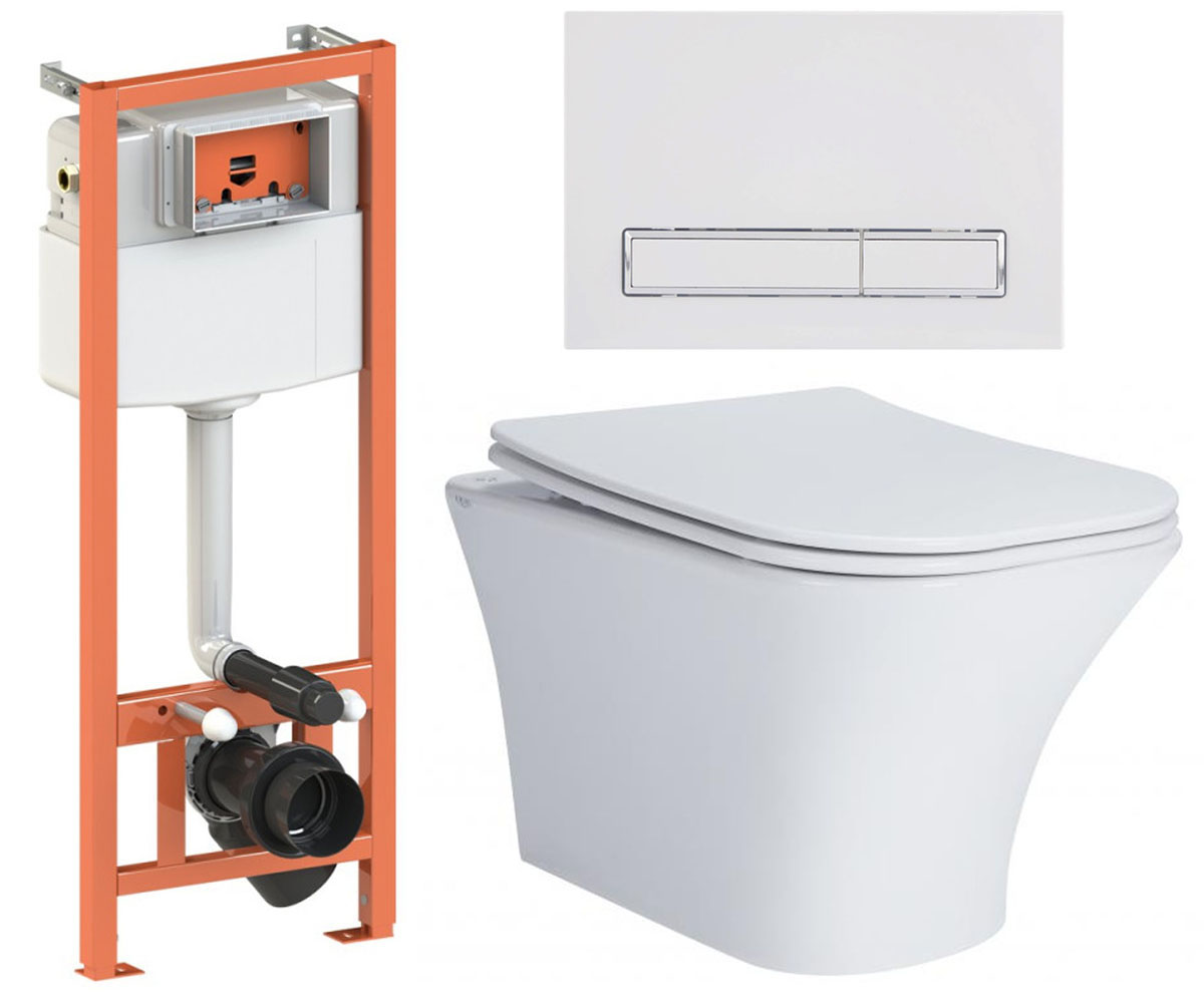 Унитаз с инсталляцией 4 в 1 QTAP PRESTO QT24332615EW0133M425M08V1384W QT24332615EW0133M425M08V1384W