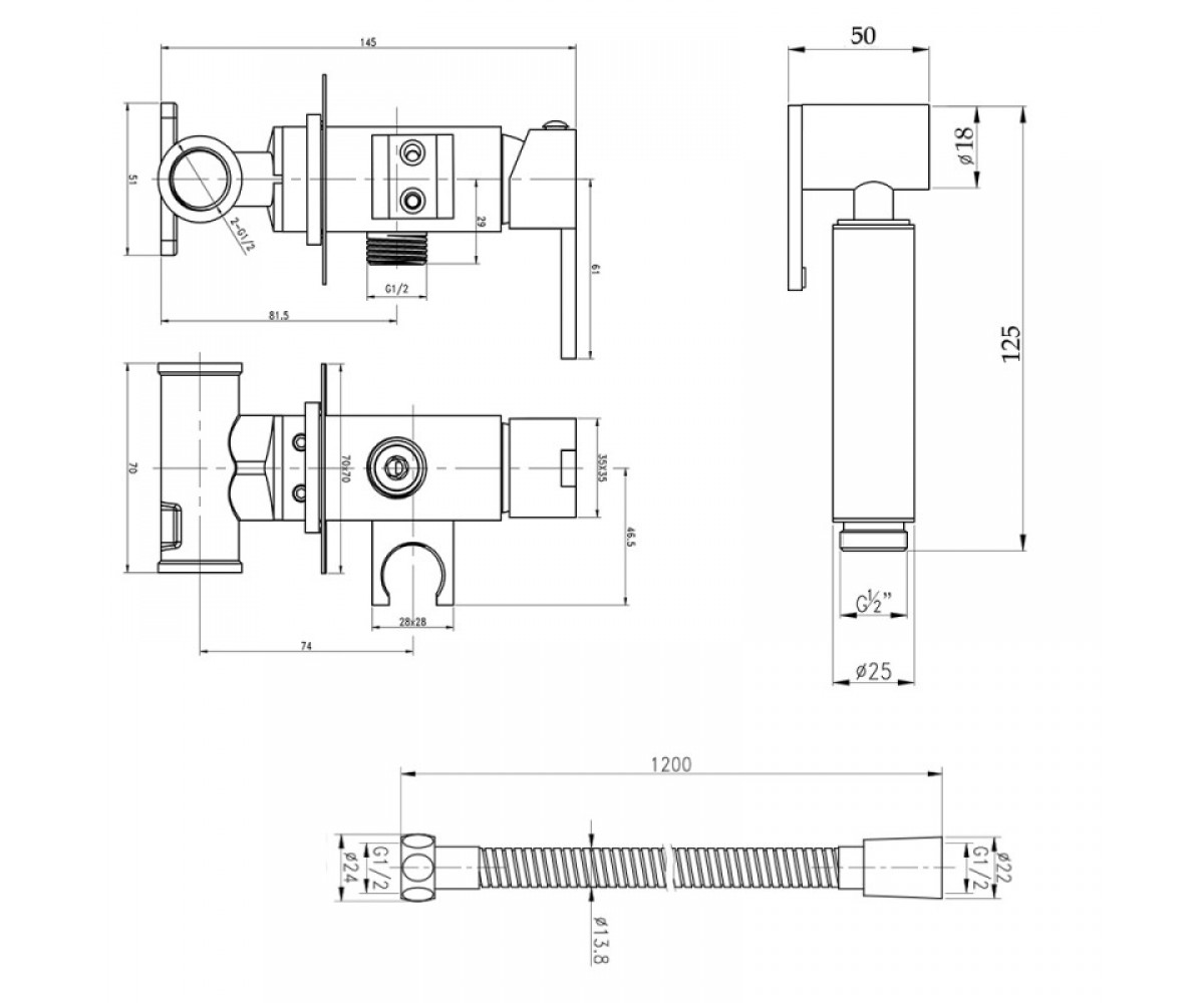 Гигиенический душ  INSPAI-VARIUS QT259710842859NB:Чертеж 