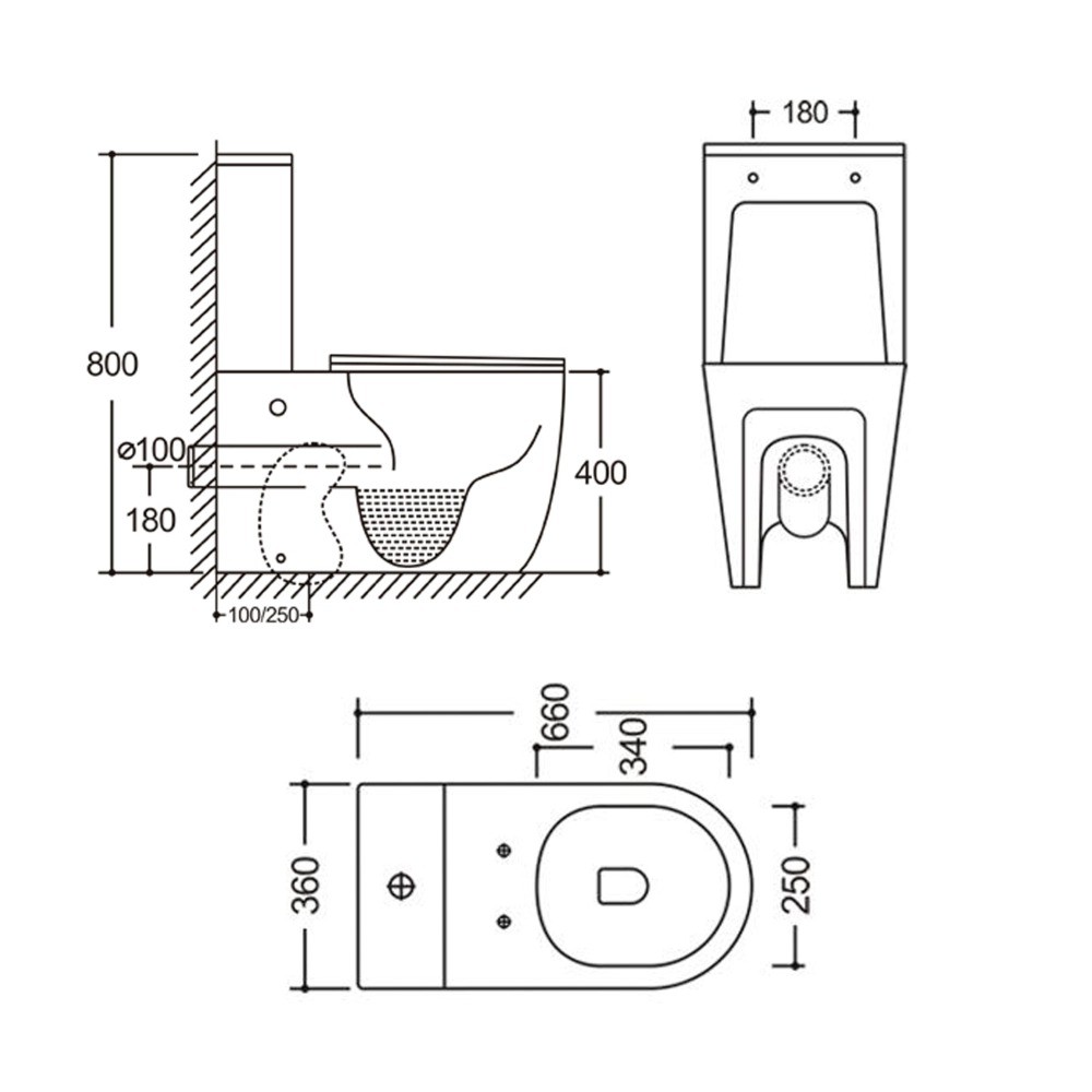Унитаз с бачком и сиденьем  GRAND ULTRA QUIET QT26228301W:Чертеж 