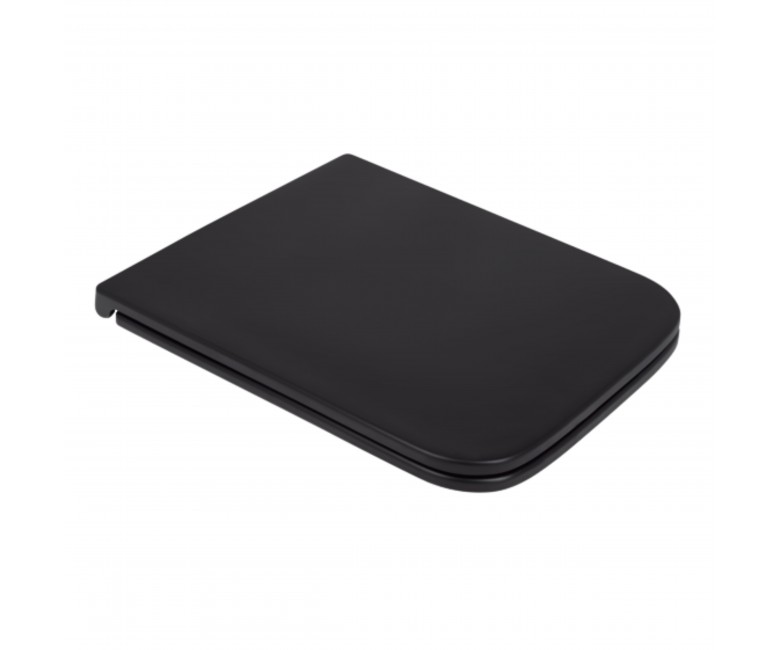 Сидіння для унітаза (Gemini) 435x357x37 мм, Matt Black, з мікроліфтом, Slim Duroplast, Quick Release QT99HY2312MB Qtap QTAP  QT99HY2312MB QT99HY2312MB