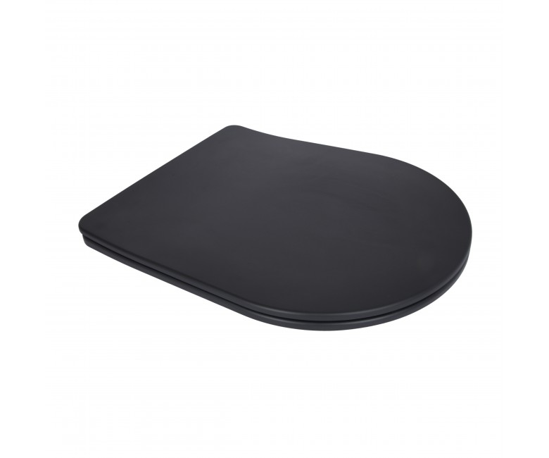 Сидіння для унітаза (Robin 660, Scorpio 520,660) 460x362x50 мм, Matt Black, з мікроліфтом, Slim Duroplast, Quick Release QTSC179MB47352 Qtap QTAP  QT9 QT99SC5502MB