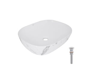 Раковина накладна Qtap Aquarius 470x380x120 мм, Marble, прямокутна, з донним клапаном QTAQA188MR49782 QTAP  QTAQA188MR49782