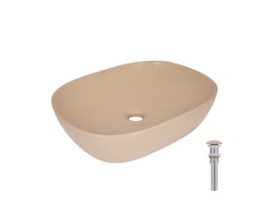 Раковина накладна Qtap Aquarius 470x380x120 мм, Beige, прямокутна, з донним клапаном QTAQA188SB49781 QTAP  QTAQA188SB49781