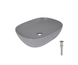 Раковина накладна Qtap Aquarius 470x380x120 мм, Stone grey, прямокутна, з донним клапаном QTAQA188SG49780 QTAP  QTAQA188SG49780