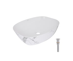 Раковина накладна Qtap Cardinal 500х380х140 мм, Marble, прямокутна, з донним клапаном QTCAR188MR49826 QTAP  QTCAR188MR49826
