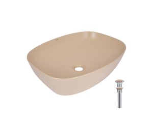 Раковина накладная Qtap Cardinal 500х380х140 мм, Beige, прямоугольная, с донным клапаном QTCAR188SB49825 QTAP  QTCAR188SB49825