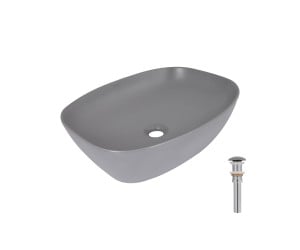 Раковина накладна Qtap Cardinal 500х380х140 мм, Stone grey, прямокутна, з донним клапаном QTCAR188SG49824 QTAP  QTCAR188SG49824