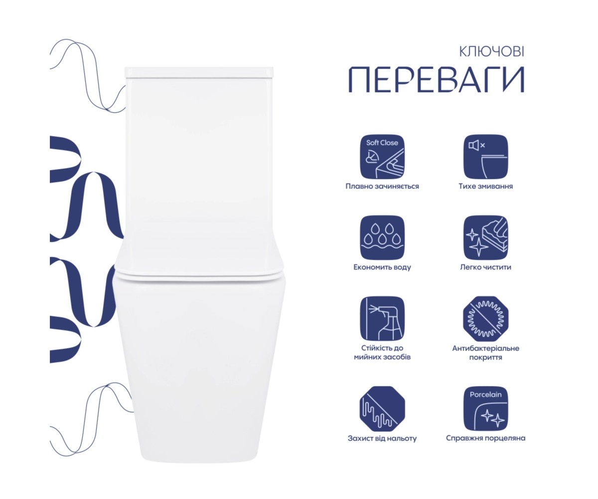 Унитаз-компакт Qtap Crow Eco безободковый с сиденьем Soft-close QTCRO27W48750  QTCRO27W48750:Фото 8