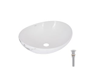 Раковина накладна Qtap Dove 415x340x140 мм, Marble, овальна, з донним клапаном QTDOV188SB49785 QTAP  QTDOV188MR49785