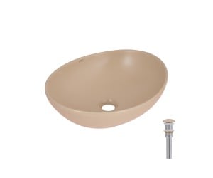 Раковина накладна Qtap Dove 415x340x140 мм, Beige, овальна, з донним клапаном QTDOV188SB49784 QTAP  QTDOV188SB49784