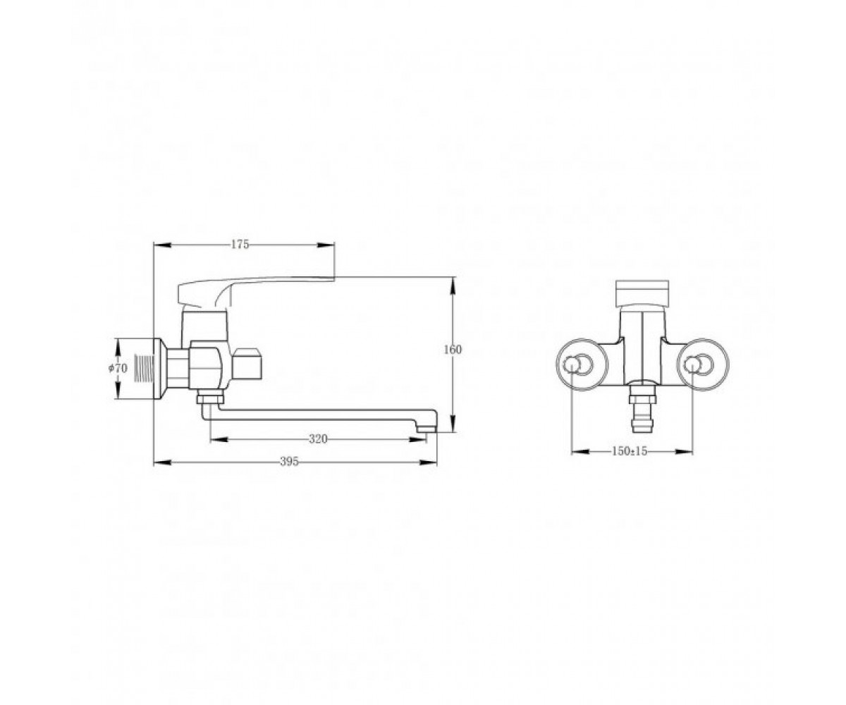 Смеситель для ванны  HANSBERG QTHANCRM005NEW:Чертеж 