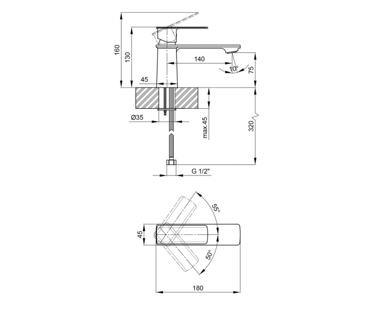 Смеситель для раковины  LODENICE QTLOD1031102C:Чертеж 