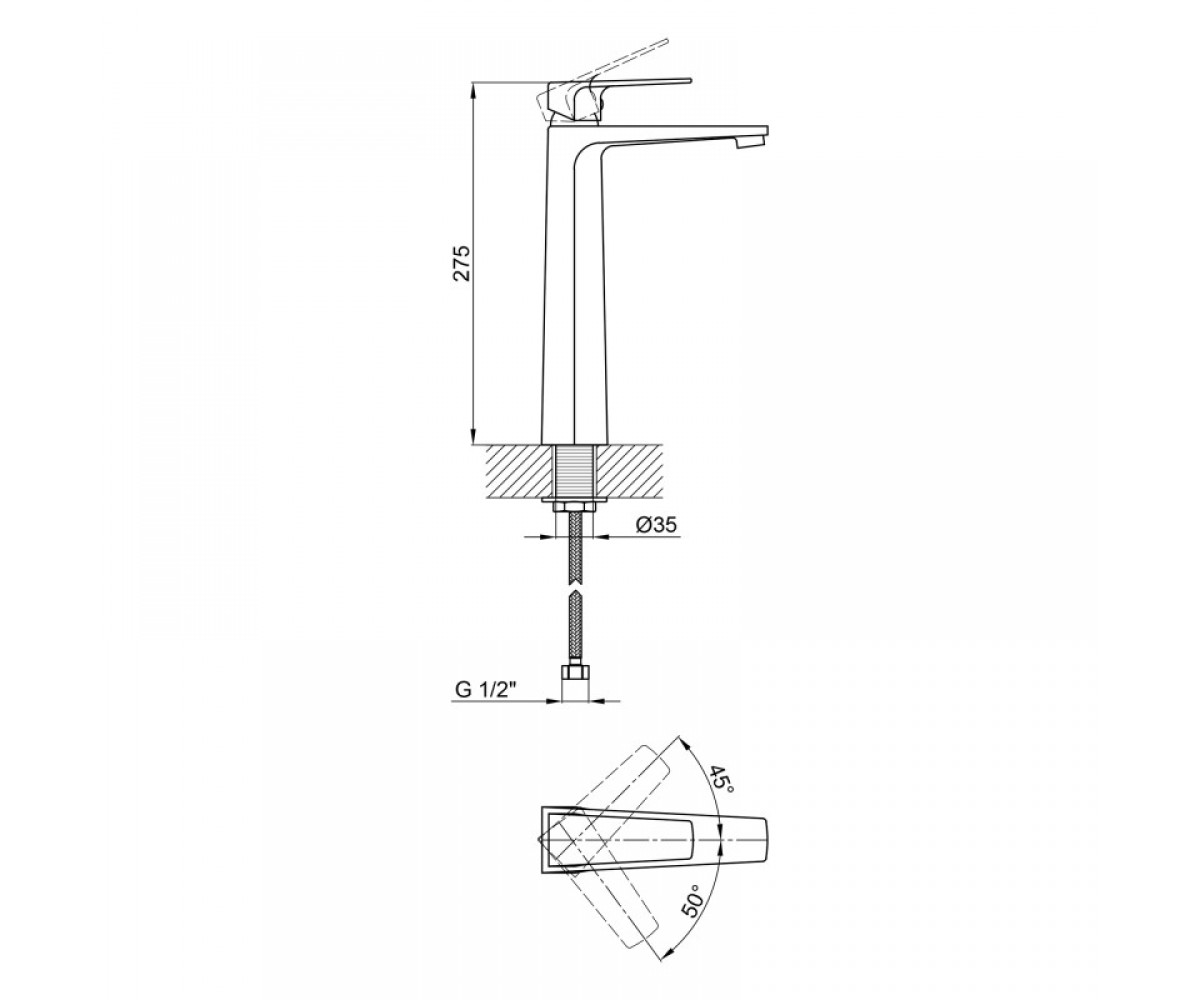 Смеситель для раковины  MATICE QTMAT1063H103C:Чертеж 
