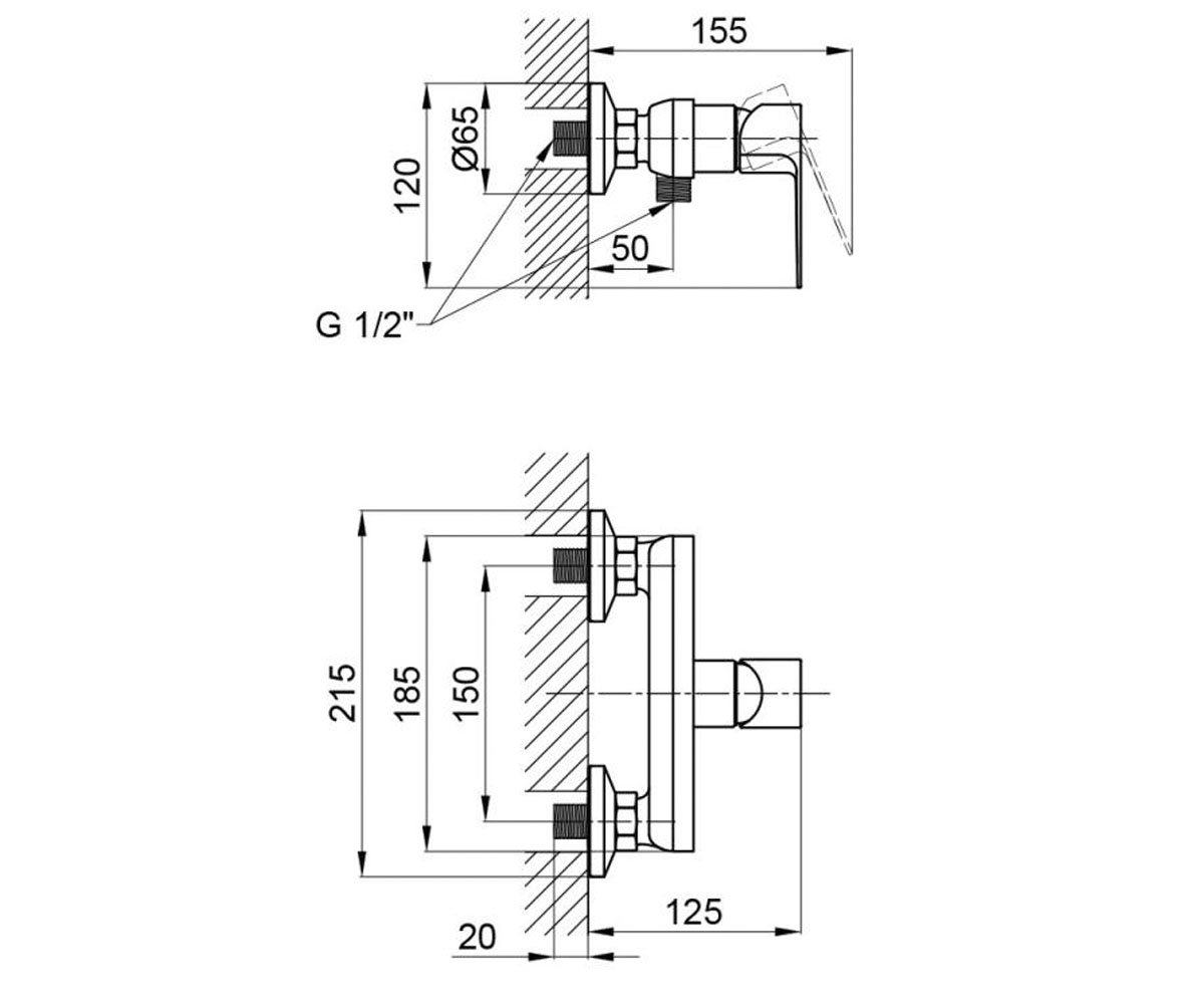 Смеситель для душа  PLANICE QTPL4015107C:Чертеж 