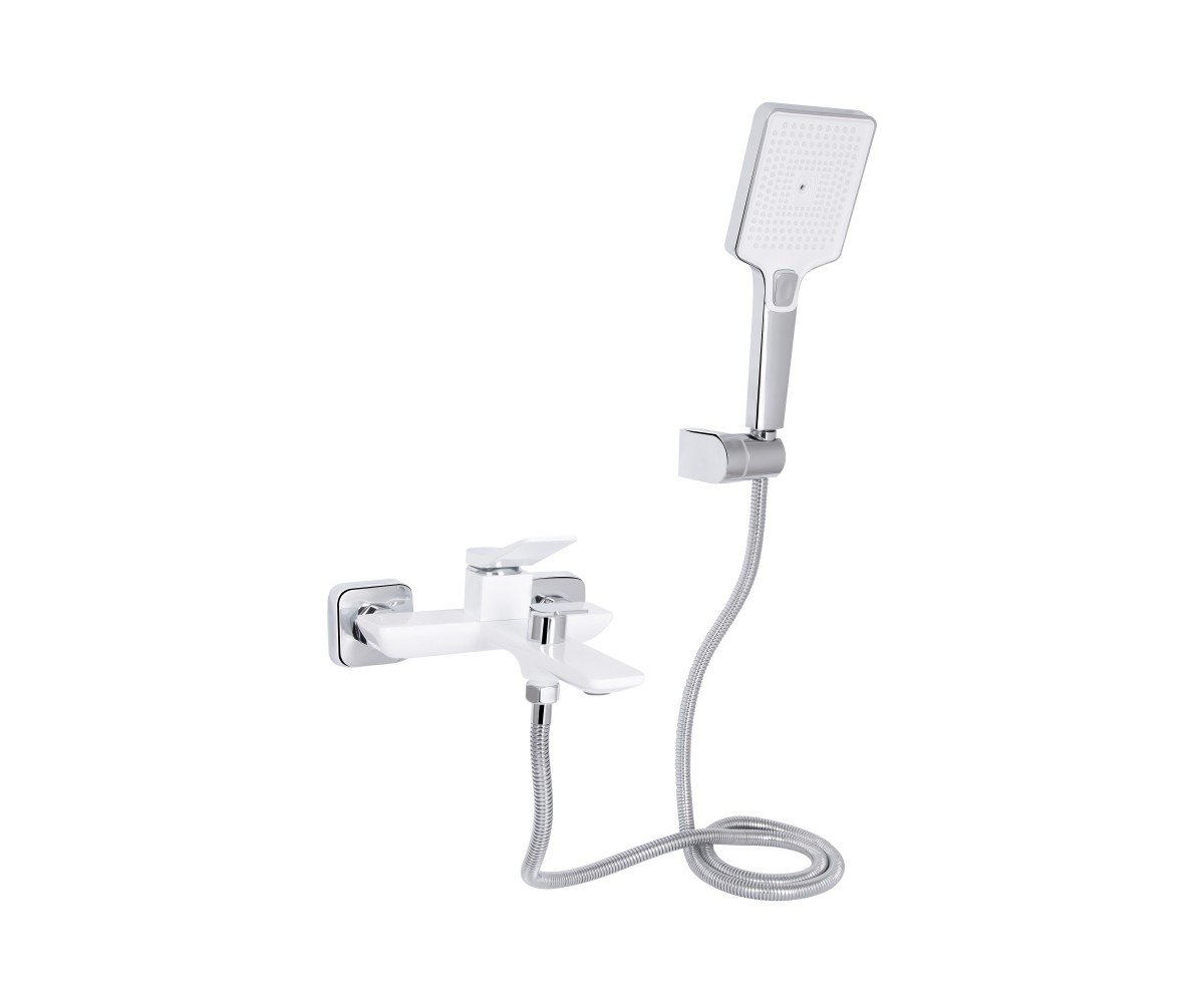 Змішувач для ванни Qtap Presto (з душовим гарнітуром) QTPRE259CRW45579 Chrome/White QTAP  QTPRE259CRW45579 QTPRE259CRW45579