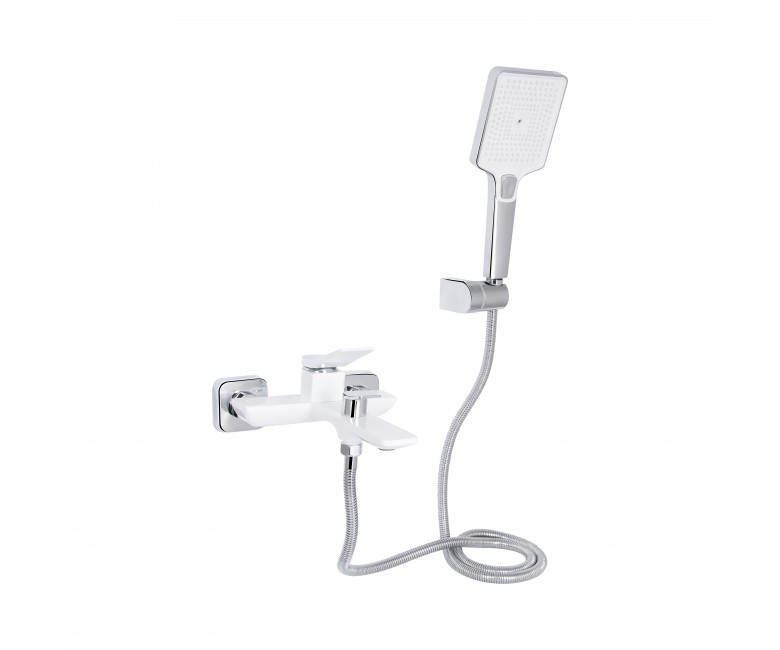 Змішувач для ванни Qtap Presto (з душовим гарнітуром) QTPRE259CRW45579 Chrome/White QTAP  QTPRE259CRW45579 QTPRE259CRW45579