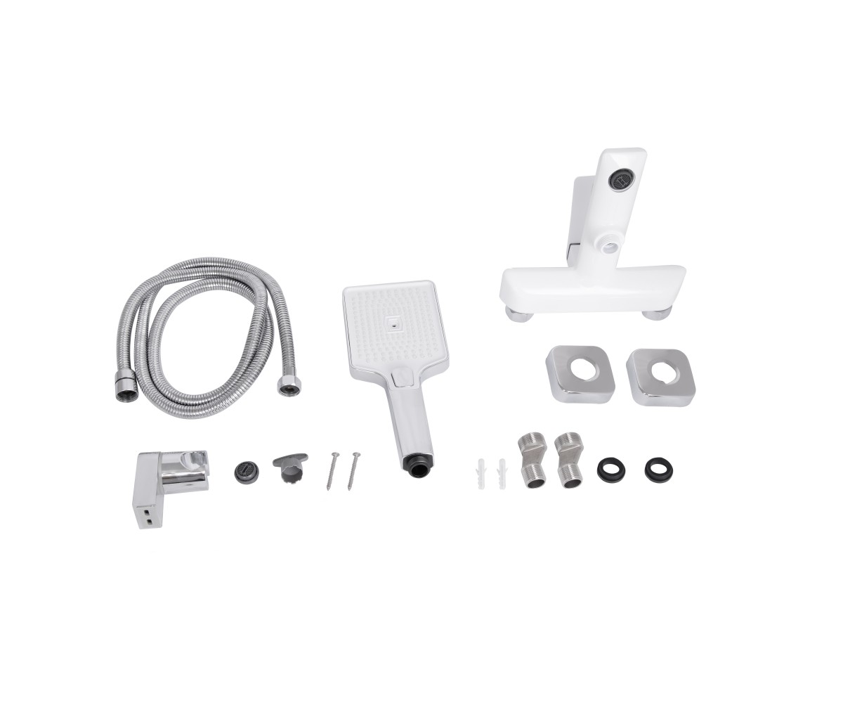 Смеситель для ванны Qtap Presto (c душевым гарнитуром) QTPRE259CRW45579 Chrome/White  QTPRE259CRW45579:Фото 2