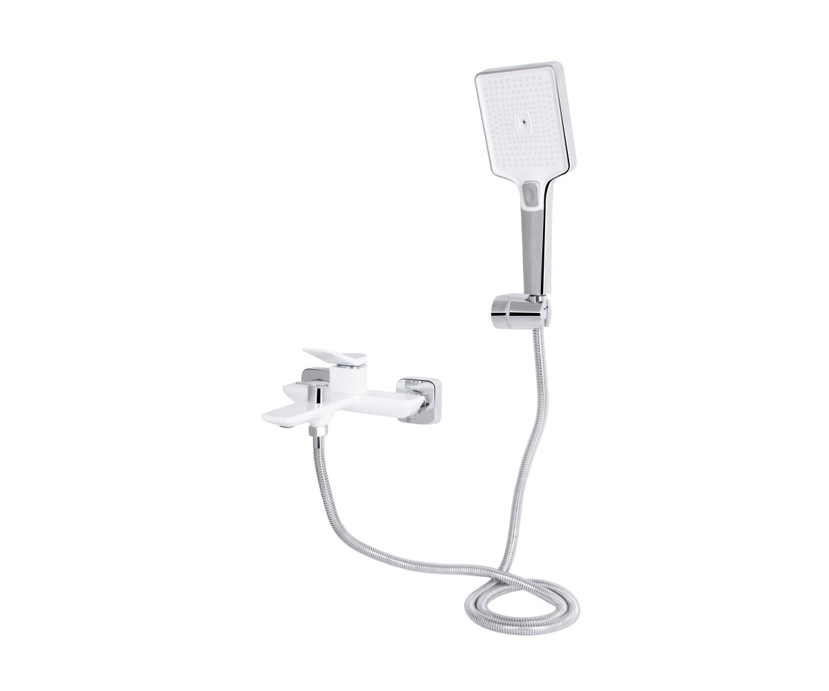 Смеситель для ванны Qtap Presto (c душевым гарнитуром) QTPRE259CRW45579 Chrome/White  QTPRE259CRW45579:Фото 3