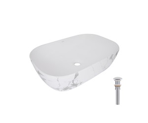 Раковина накладна Qtap Robin 600x390x150 мм, Marble, прямокутна, з донним клапаном QTROB188MR49788 QTAP  QTROB188MR49788