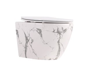 Унітаз підвісний Qtap Robin Ultra Quiet 520×365×340 мм, Marble, з сидінням Slim Duroplast / Soft-close / Quick Release QTROB26MR48998 QTAP  QTROB26MR4