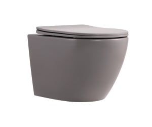 Унітаз підвісний Qtap Robin Ultra Quiet 520×365×340 мм, Stone grey, з сидінням Slim Duroplast / Soft-close / Quick Release QTROB26SG48996 QTAP  QTROB2