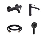 Комплект для ванни Qtap Robin Black: Змішувачі QTROB3060102B+QTROB1060M102B+Шланг QTHADPVCSQ160B+Лійка QTRUC125BLM45776 QTAP  QTROB3060102B48134