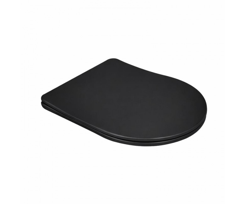 Сидіння для унітаза Qtap (Robin 490) 425x363x50 мм, Matt Black, з мікроліфтом Slim Duroplast, Quick Release QTSC179MB48676 QTAP  QTSC179MB48676 QTSC179MB48676