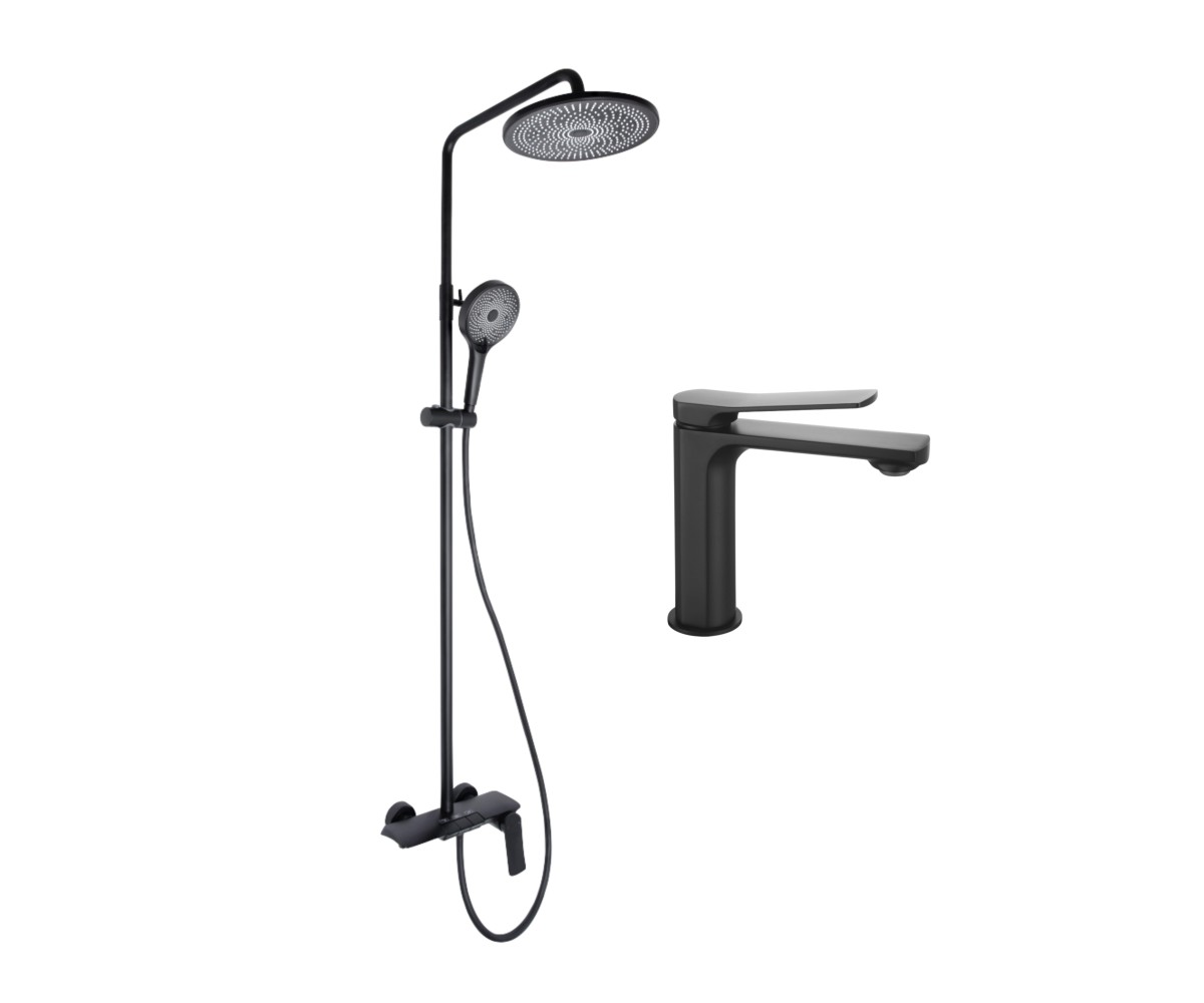 Смеситель для раковины и душевая система QTAP SLAVONICE QTSLA111BLM4590647714 QTSLA111BLM4590647714