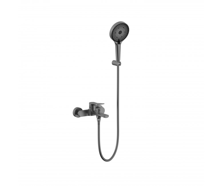 Змішувач для ванни Qtap Slavonice (з душовим гарнітуром) QTSLV259GMB48035 Gunmetal Black PVD QTAP  QTSLV259GMB48035 QTSLV259GMB48035