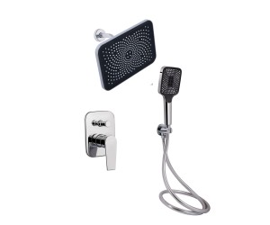 Комплект для душа Qtap Stenava Chrome: смеситель QTST6245102DC + лейки (QTRUC125CRM45954,QTHLA107CRM45784) + шланг QTHADPVC200C + QTCRMBH130 QTAP  QTS