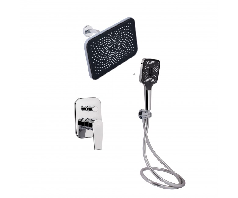 Комплект для душу Qtap Stenava Chrome: Змішувач QTST6245102DC + Лійки (QTRUC125CRM45954,QTHLA107CRM45784) + Шланг QTHADPVC200C + QTCRMBH130 QTAP  QTST QTST6245102DC47547