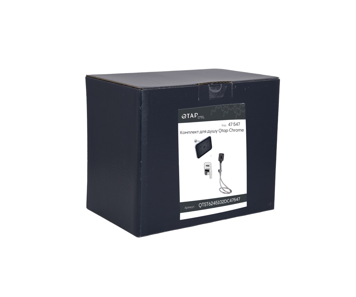 Комплект для душа Qtap Stenava Chrome: смеситель QTST6245102DC + лейки (QTRUC125CRM45954,QTHLA107CRM45784) + шланг QTHADPVC200C 