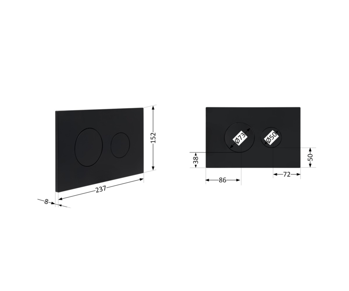 Клавиша смыва Qtap Standard 152x236x28 мм, Matt Black, круглая QTSTD164BLM49470  QTSTD164BLM49470:Фото 1