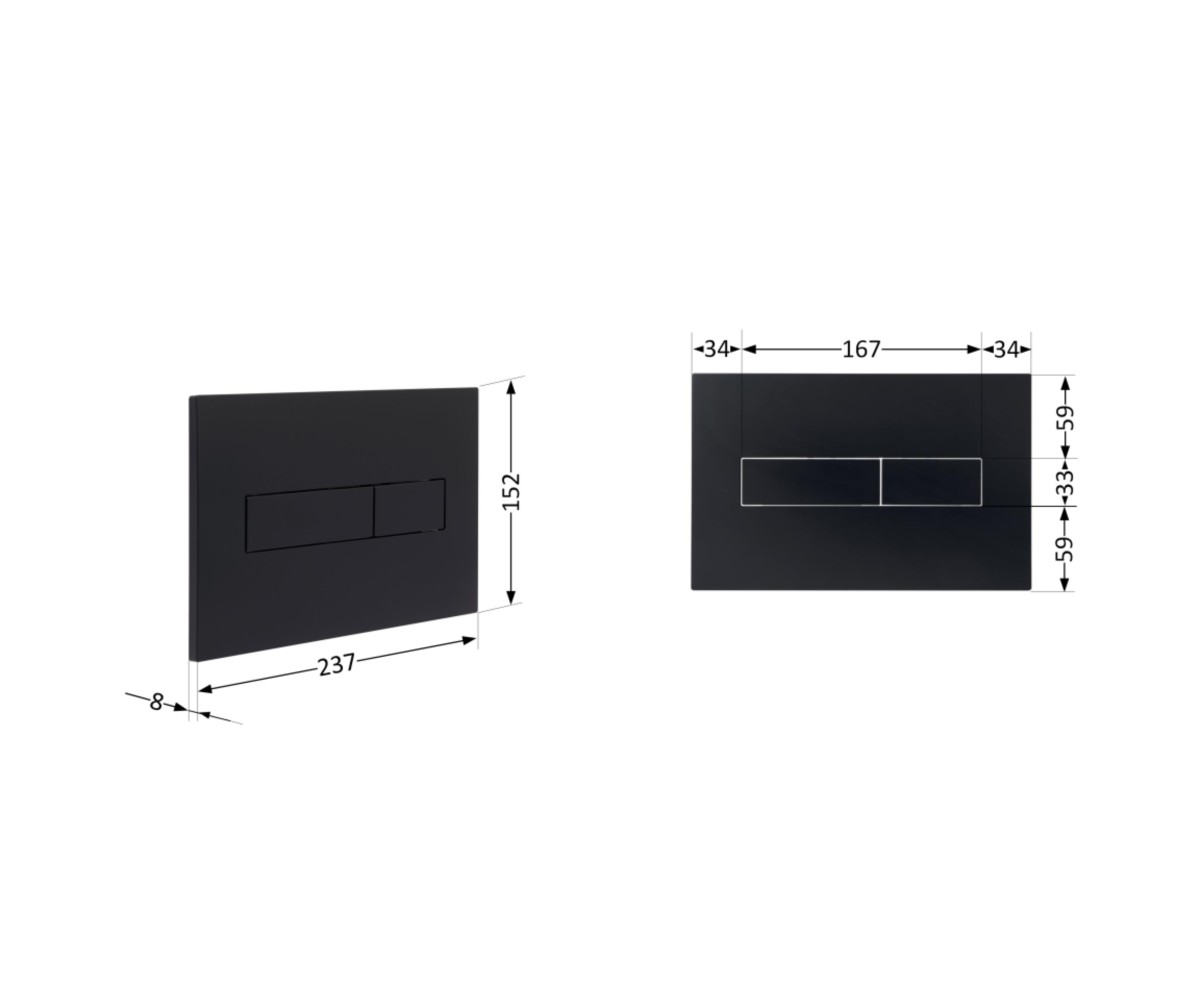 Клавиша смыва Qtap Standard 152x236x28 мм, Matt Black, линейная QTSTD164BLM49473  QTSTD164BLM49473:Фото 1