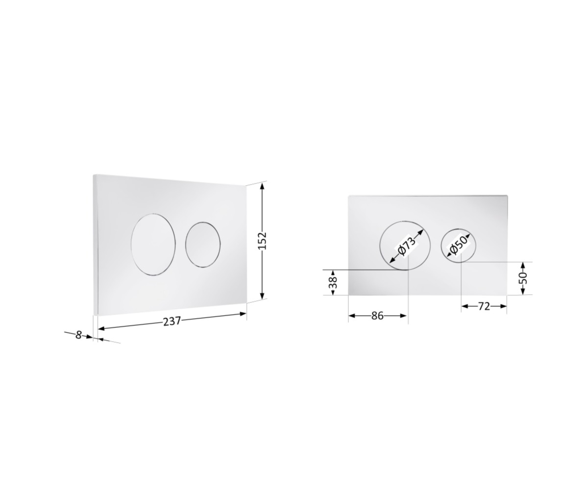 Клавиша смыва Qtap Standard 152x236x28 мм, Chrome, круглая QTSTD164CRM49469  QTSTD164CRM49469:Фото 1