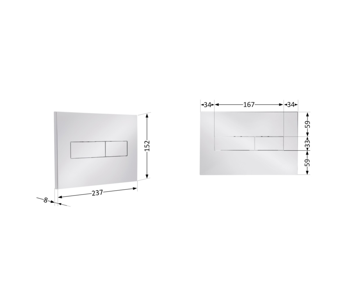 Клавиша смыва Qtap Standard 152x236x28 мм, Chrome, линейная QTSTD164CRM49472  QTSTD164CRM49472:Фото 1